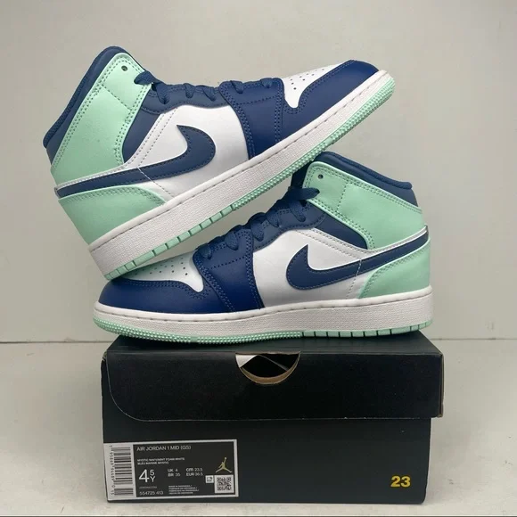Nike Air Jordan 1 Retro Mid GS “Blue Mint” NEW 2022 - Picture 3 of 4